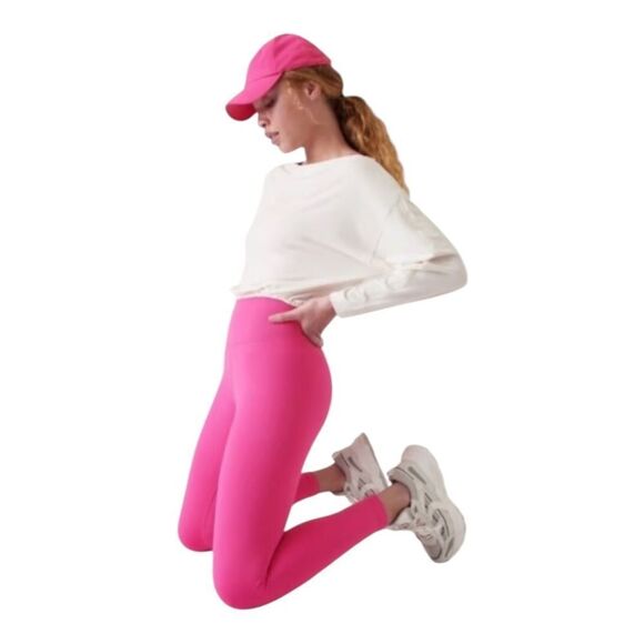 Athleta Hot Pink Aurora Tight Seamless Ribbed Ultra High Rise Small NWOT - Picture 2 of 7